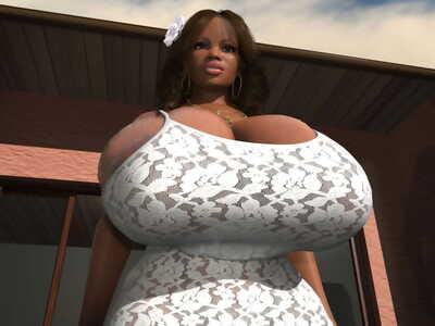 Bbw black 3d angel with giant boobs posing nude outdoors - part 910