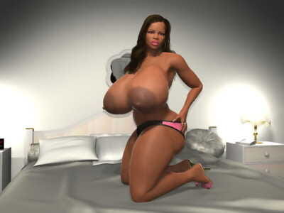Titsy 3d ebony getting nasty and showing her thug titties on daybed - part 1091