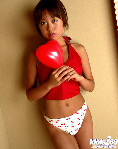 Meager oriental angel with cool fanny posing in hunger after underware