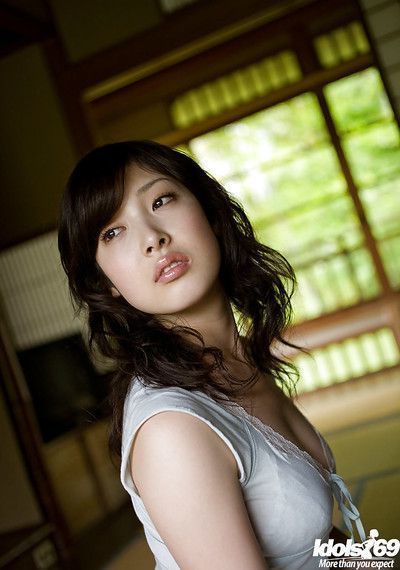Bosomy asian cutie Saki Koto uncovering her seductive body